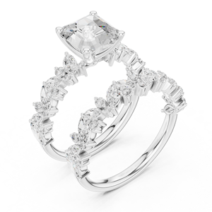 Anillo de Diamantes Cultivados en Laboratorio con Corte Múltiple de Lujo, Hecho de Oro Blanco Sólido de 14k, Joyería Bohemia de Alta Calidad Disponible al Precio Más Bajo - Product Image 4