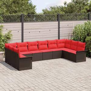Ensemble de canapés de jardin en polyrotin marron avec coussins, 10 pièces, meubles d'extérieur confortables - Product Image 3