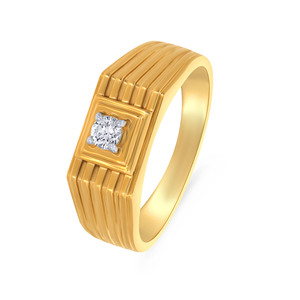 Bague Chevalière Solitaire de Luxe pour Homme en Or Jaune 18K avec Diamant Taille Brillant Sertie en Bezel, Alliance de Mariage, Bijoux Fins pour Fête, Vente en Gros - Product Image 1