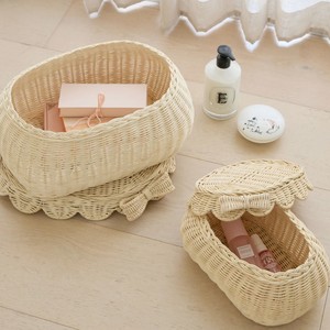 Juego de Cestas de Mimbre Hechas a Mano en Vietnam, Ecológicas, 2 Elegantes Cestas de Almacenamiento con Borde Festoneado y Tapa, Multiusos para Guardería - Product Image 5