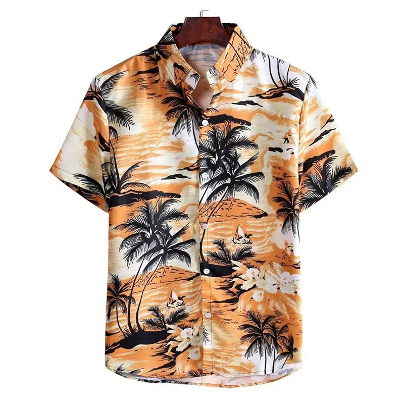 Customized Men Hawaiian Shirt Casual Printed Shirts Print Fashion Men Short Sleeve Plus Size Summer For Men's