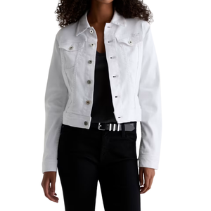 Chaqueta Vaquera para Mujer, Cuello Redondo, Lavada, Elegante, Otoño/Invierno/Verano, Abrigo Minimalista, Proveedor Mayorista, OEM, ODM - Product Image 4