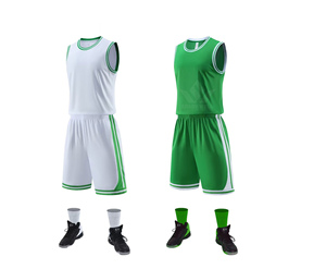Ensemble de maillots de basket-ball unisexe, blanc et vert, sans manches, en polyester anti-humidité, uniformes pour toutes les saisons, vêtements de sport pour adultes - Product Image 1