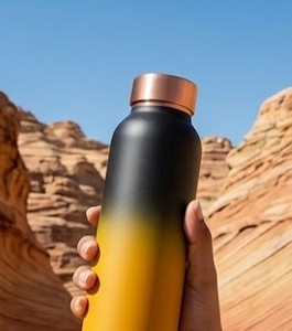 Bouteille d'eau en cuivre pur sans joint de qualité supérieure avec finition ombrée et vaisselle de santé ayurvédique écologique - Product Image 2