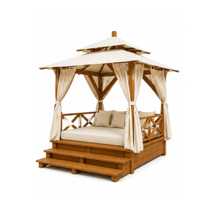 Cama de Exterior de Lujo con Toldo de Madera de Teca Sólida para Hotel, Resort, Villa, Jardín, Muebles Comerciales - Product Image 1