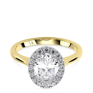 Anillo de Compromiso y Boda con Halo de Diamantes Cultivados en Laboratorio, Corte Ovalado, 2.15 CTW, Oro Sólido de 14 Quilates, Chapado en Rodio, Certificado IGI, Anillo Nupcial de Lujo - Product Image 1