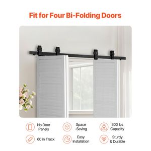 Kit Binario per Porta Scorrevole a Soffietto (Barn Door) da 60 Pollici, Montaggio Superiore, Resistente, Installazione Semplice, Scorrimento Fluido e Silenzioso, Facile da Installare - Product Image 2