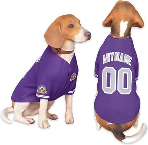 Maillot de baseball personnalisé pour chien, violet et jaune, en maille, col en V, manches courtes, respirant, avec impression du nom et du numéro - Product Image 3