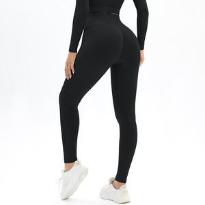 Ensemble de leggings de sport sans couture pour femmes, longueur intégrale, respirant, antibactérien, séchage rapide, polyester/nylon, taille haute, devant - Product Image 3