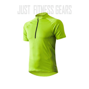Just Fitness Gears-Camiseta de ciclismo para hombre y mujer, camiseta deportiva de manga corta con media cremallera, color verde lima, ropa de verano para montar en bicicleta - Product Image 1