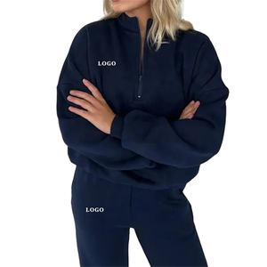 Custom Logo Women's <b>Thick</b> <b>Fleece</b> Sports Wear Unisex Tracksuits Jogger Two Piece Pants Set Sweatpants and Hoodie Set 2026 - Product Image 4