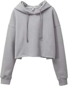 Sudadera Corta con Capucha, Manga Larga, Color Sólido, Felpa, Informal, Otoñal, para Mujer - Product Image 5