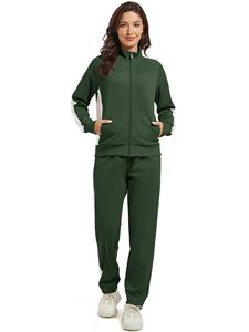 Custom Logo Unisex Casual Athletic Breathable Spring Lightweight Elastic Waist Full Zipper Plaid Jogging <b>Hoodie</b> Pants Sweatsuit - Product Image 1