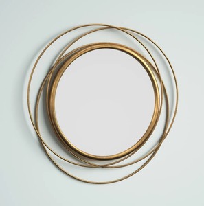 Modern Geometric Ring Wall <b>Mirror</b> – <b>Gold</b> Decorative Round <b>Mirror</b> for Living Room, Bedroom & Home Decor - Product Image 1