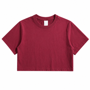 Camiseta Corta Lisa, Ropa Casual Minimalista de Moda, Fabricante OEM, Camiseta Corta de Manga Corta para Mujer, Algodón Ligero, Moda de Verano - Product Image 1