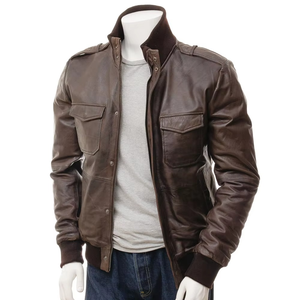 แจ็คเก็ตหนังแท้สีน้ำตาลสำหรับผู้ชาย นักขี่มอเตอร์ไซค์ นักแข่งรถ สไตล์วินเทจ มีทุกขนาด พร้อมโลโก้และป้ายสั่งทำพิเศษ - Product Image 6
