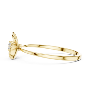 Anillo de oro macizo de 14k para mujer con diseño minimalista de diamantes tallados redondos con motivos florales o de hélices inspirados en la naturaleza, ideal para regalo o compromiso. - Product Image 2