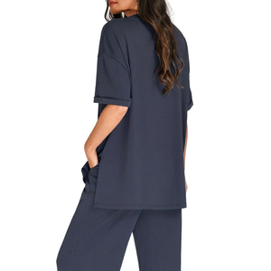 Conjunto Deportivo de 2 Piezas para Mujer, Top sin Mangas con Cuello en V, Pantalones Cortos de Cintura Alta, Elásticos, de Spandex/Algodón, Cómodos para Todas las Temporadas - Product Image 6