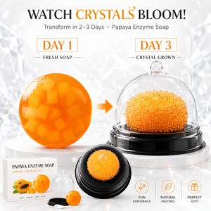 Jabón de Enzimas de Papaya Listo para las Redes Sociales, 60g, Barra Facial Única con Cristales en Crecimiento - Product Image 1