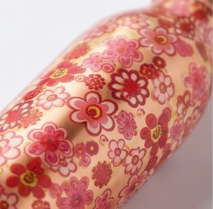 Copper <b>Water</b> <b>Bottle</b> with Screw Cap Pink Floral Pattern <b>Metal</b> Drinkware Handmade Leak Proof Copper Drink Ware <b>Bottle</b> - Product Image 4