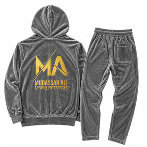 MUDASSAR for APPAREL ENTERPRISES Men's Vintage Hooded Full-Length <b>Tracksuit</b> Set 100% Polyester 340g Lightweight Drawstring - Product Image 2