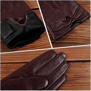 Leather fashion <b>Gloves</b> Thin Lined Soft Warm <b>glove</b> - Product Image 4