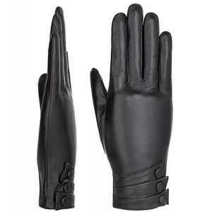 Gants en cuir pour femmes, longueur poignet, noirs unis, non doublés, thermiques, pour usage quotidien en hiver - Product Image 5