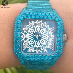 Charm Jewels Women's Luxury Square Stainless Steel <b>Watch</b> Blue Gems Analog Quartz Dial Sapphire Crystal Folding Clasp - Product Image 1