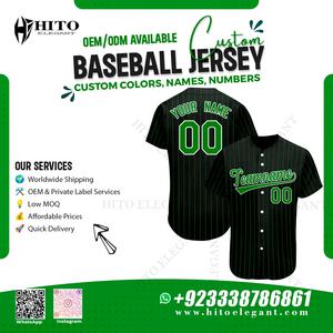 Camiseta de béisbol personalizada, camiseta personalizada de moda, camiseta de béisbol al por mayor, bordado personalizado de alta calidad, Color negro y verde - Product Image 2