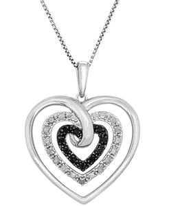 Diamante nero (1/10 ct. T. w.) & Diamante bianco (1/20 ct. T. w.) Collana pendente a cuore aperto 18 "in argento Sterling | Macy's - Product Image 1