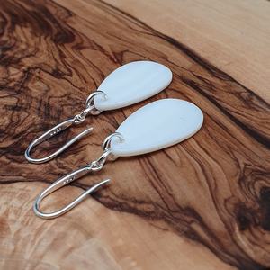 Oval Seashell <b>Earrings</b> Polished Natural Craft Jewelry White Shell Drop <b>Earrings</b> - Product Image 2