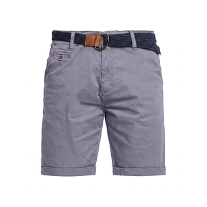 Shorts Bermuda en Coton Bleu Marine pour Homme, Taille Mi-Haute, Fermeture Boutonnée, Décontracté, Uni, Tissé Oxford Respirant - Product Image 5