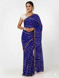 Soft <b>Art</b> Silk Bandhej Saree with Butti Pattern and Golden Zari - Product Image 3