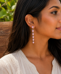 Pendientes Largos de Concha Rosa, Joyería Artesanal de Concha Plateada, Pendientes Bohemios del Suroeste para Mujer, Regalo - Product Image 5