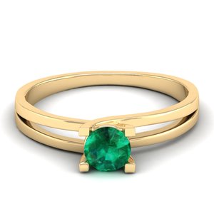 Anillos de compromiso REYES de alta calidad en oro sólido de 14K y 18K con esmeralda de corte redondo de 0.5 quilates para mujer, joyería fina. - Product Image 6