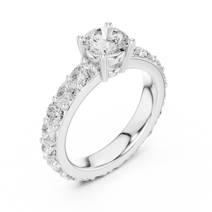 Anillo de compromiso Radiant Arc con diamante redondo de corte compartido en oro de 10k/14k/18k/plata y diamante cultivado en laboratorio - Product Image 5