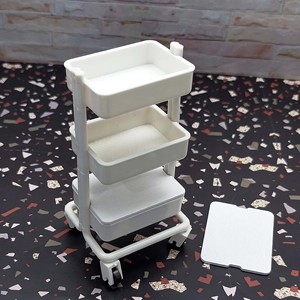 1:12 Scale Miniature Storage Cart <b>Rack</b> White ABS Dollhouse Furniture <b>Rolling</b> Organizer for Miniature Environments for age14+ - Product Image 2