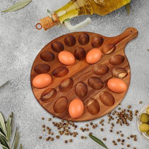 Bandeja Porta Huevos de Madera Artesanal, Tabla Rústica para Almacenamiento de Huevos Estilo Granja, Plato para Servir Huevos Rellenos de Madera de Acacia, Decoración de Pascua para Cocina - Product Image 5