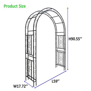 Arco da Giardino in Metallo Nero con Dimensioni L59 x L17.71 x H90.55, Supporto per Piante Rampicanti, Traliccio per Rose, Recinzione/Porta da Esterno - Product Image 5