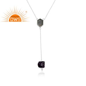 Collar con colgante de plata de ley 925 de siete piedras preciosas naturales, fabricante de joyería personalizada - Product Image 4