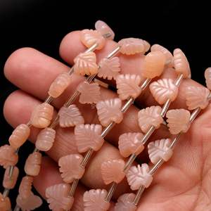 Cuentas de piedra lunar de melocotón AAA en forma de hoja, cuentas de piedra lunar talladas a mano para la fabricación de joyas, 10-11 mm, por fabricante indio, al por mayor. - Product Image 6