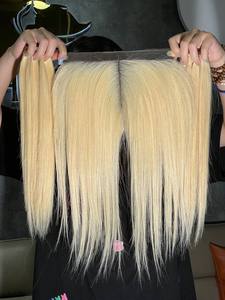 ผมตรงสีบลอนด์ 24 นิ้ว แบบมัดรวม พร้อมเชือกผูกปิดผม 5x5 HD lace glueless ผมแท้ 100% - Product Image 4