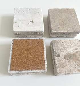 Ensemble de sous-verres en pierre de travertin naturel, décoration de table rustique, cadeau de déménagement - Product Image 4