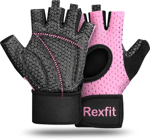 Gants de sport anti-choc pour l'haltérophilie et le fitness, gants de fitness professionnels Rexfit à demi-doigts - Product Image 3