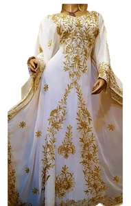 ชุดเดรส jalabiya หรูหรายาวถึงพื้นสำหรับผู้หญิงเดรส jalabiya สไตล์อาหรับเรียบง่ายมีกระดุมสูงตกแต่งเอว - Product Image 3