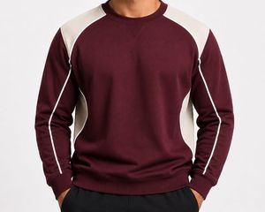 Sweat-shirt unisexe en molleton bordeaux à col rond et manches raglan, motif géométrique, pull tricoté, coupe classique, pour l'automne - Product Image 1