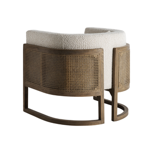 Sillón de Salón de Lujo para Interiores, Madera de Teca Sólida con Panel de Ratán Tejido Natural, Silla Acolchada con Estructura Curva, Muebles de Resort - Product Image 4