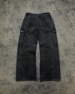 High Quality Custom Own Logo Vintage Acid Wash Hip Hop Rivet Embroidered Cargo Denim <b>Jeans</b> Decorated <b>Jeans</b> Light Wash <b>Jeans</b> <b>Men</b> - Product Image 2