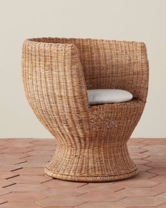 Fauteuil lounge ergonomique en rotin tressé à la main avec coussin, fauteuil en osier naturel, confortable, durable, écologique, élégant - Product Image 1