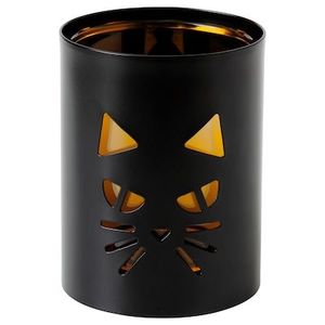 Bougie votive en métal fer forgé brun rouillé avec visage de citrouille pour la décoration d'Halloween, porte-bougie votif - Product Image 6